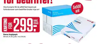 Europris Xerox kopipapir tilbud