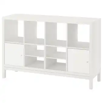 IKEA Kallax hylle med understell, med 2 dører/med 2 hylleinnsatser hvit, 147x94 cm tilbud