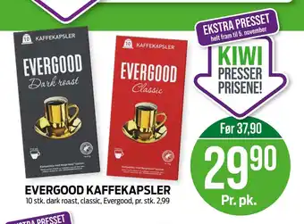 Kiwi Evergood kaffekapsler tilbud