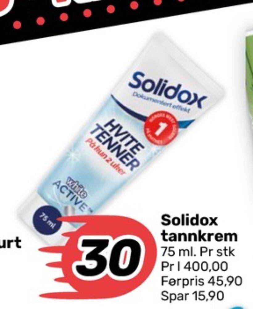 Coop Marked Solidox tannkrem tilbud
