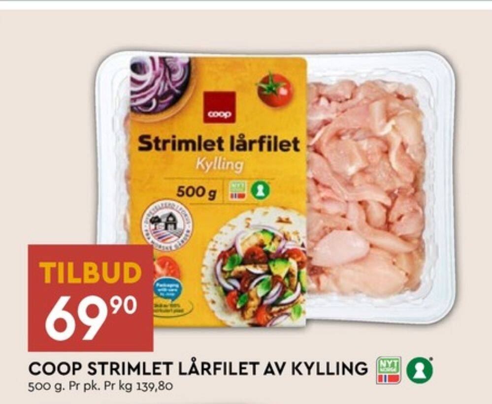 Coop Mega Coop strimlet lårfilet tilbud