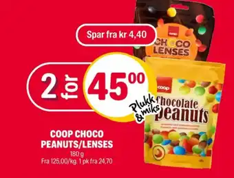 Coop Extra Chocolate peanuts sjokoladepastiller tilbud