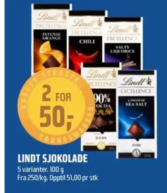 Coop Obs Lindt excellence sjokoladeplate tilbud