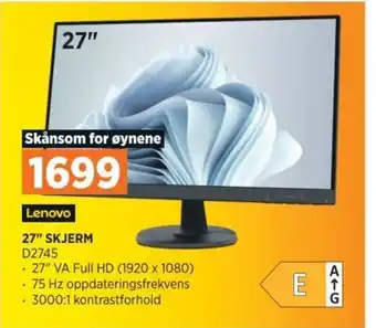 POWER Lenovo 27" SKJERM D2745 tilbud