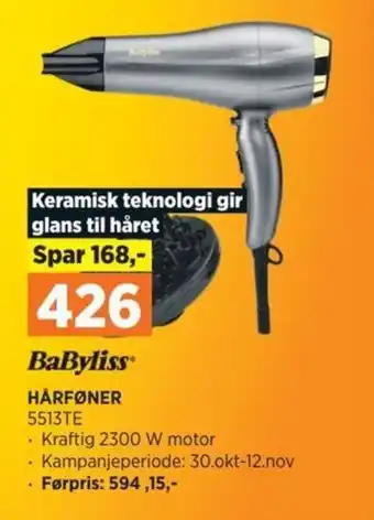 POWER BaByliss HÅRFØNER 5513TE tilbud
