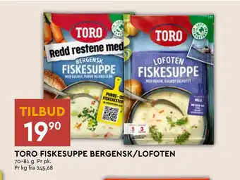 Coop Mega Toro fiskesuppe bergensk/lofoten tilbud