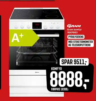 Skousen Gram komfyr 16kp663 tilbud