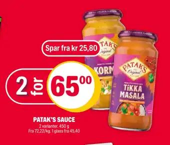Coop Extra Patak’s sauce tilbud