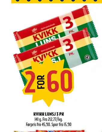 Coop Prix Kvikk lunsj 3 pk tilbud