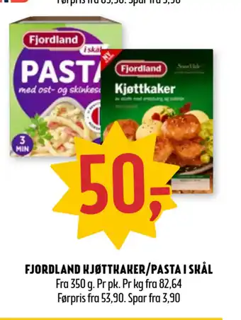 Coop Prix Fjordland kjøttkaker/pasta i skål tilbud