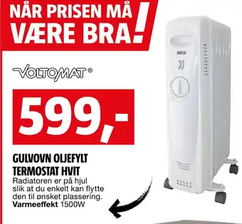 Gulvovn oljefylt termostat hvit