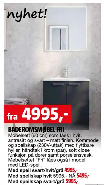 Baderomsmøbel fri