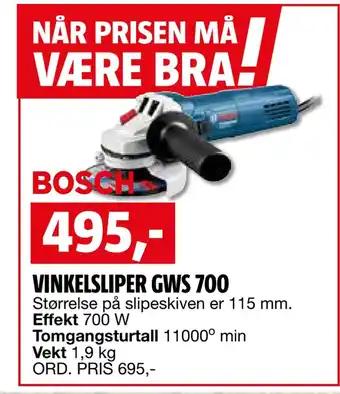 Bauhaus Vinkelsliper gws 700 tilbud