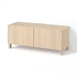 IKEA Bestå tv-benk med dører, hvitbeiset eikemønster/lappviken/stubbarp hvitbeiset eikemønster, 120x42x48 cm tilbud