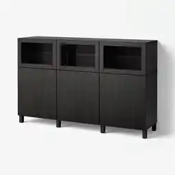 IKEA Bestå oppbevaring med dører, brunsvart lappviken/sindvik brunsvart klart glass, 180x42x112 cm tilbud
