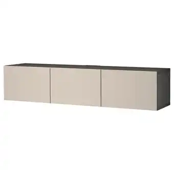 IKEA Bestå tv-benk med dører, brunsvart/lappviken lys grå/beige, 180x42x38 cm tilbud