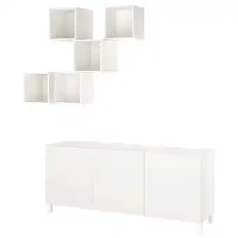 IKEA Bestå / eket tv-/oppbevaringskombinasjon, hvit/lappviken/stubbarp, 180x42x220 cm tilbud