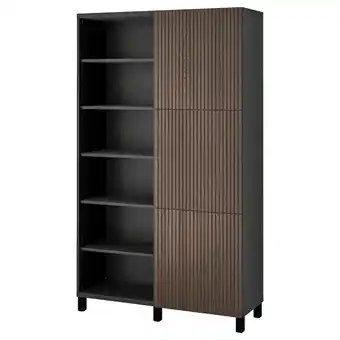 IKEA Bestå oppbevaring med dører, brunsvart björköviken/brun beiset eikefiner, 120x42x202 cm tilbud