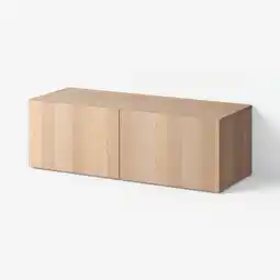 IKEA Bestå hylle med dører, hvitbeiset eikemønster/lappviken hvitbeiset eikemønster, 120x42x38 cm tilbud