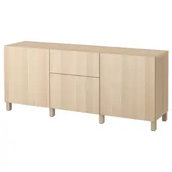 IKEA Bestå kommode, hvitbeiset eikemønster/lappviken/stubbarp hvitbeiset eikemønster, 180x42x74 cm tilbud