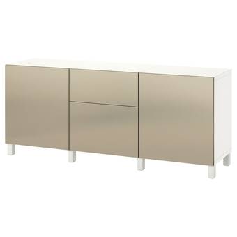 IKEA Bestå kommode, hvit riksviken/lys bronseeffekt, 180x42x74 cm tilbud