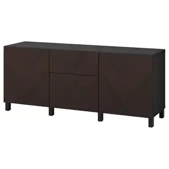 IKEA Bestå kommode, brunsvart hedeviken/stubbarp/mørk brun beiset eikefiner, 180x42x74 cm tilbud