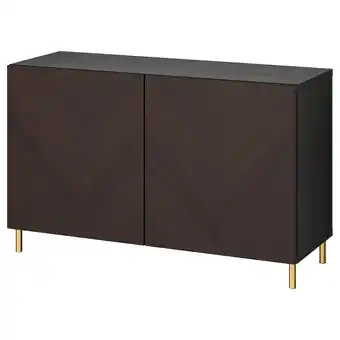 IKEA Bestå oppbevaring med dører, brunsvart hedeviken/ösarp/mørk brun beiset eikefiner, 120x42x74 cm tilbud