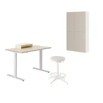 IKEA Trotten/lidkullen / bestå/lappviken skrivebord og oppbevaring, og svingstol beige/hvit tilbud