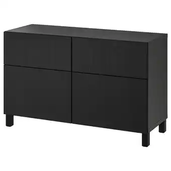 IKEA Bestå oppbevaringskomb m dør/skuffer, brunsvart/timmerviken/stubbarp svart, 120x42x74 cm tilbud