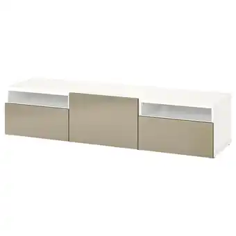 IKEA Bestå tv-benk med skuffer og dør, hvit/riksviken lys bronseeffekt, 180x42x39 cm tilbud