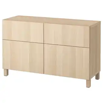 IKEA Bestå oppbevaringskomb m dør/skuffer, hvitbeiset eikemønster/lappviken/stubbarp hvitbeiset eikemønster, 120x42x74 cm tilbud
