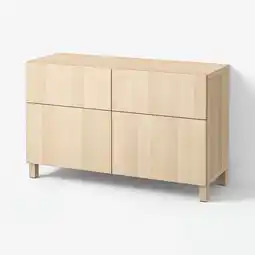 IKEA Bestå oppbevaringskomb m dør/skuffer, hvitbeiset eikemønster/lappviken/stubbarp hvitbeiset eikemønster, 120x42x74 cm tilbud