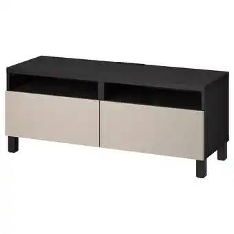 IKEA Bestå tv-benk med skuffer, brunsvart/lappviken/stubbarp lys grå/beige, 120x42x48 cm tilbud