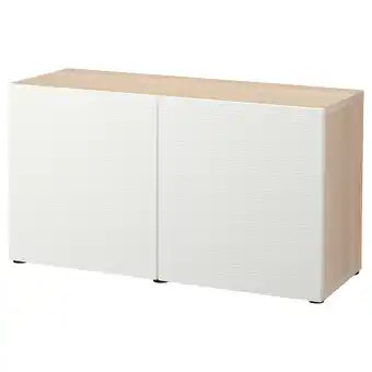 IKEA Bestå oppbevaring med dører, hvitbeiset eikemønster/laxviken hvit, 120x42x65 cm tilbud