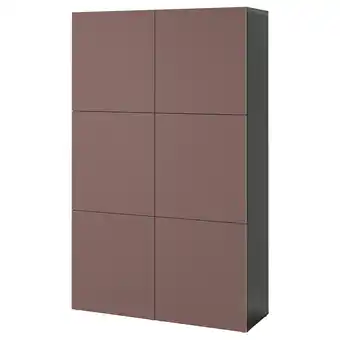 IKEA Bestå oppbevaring med dører, brunsvart/hjortviken brun, 120x42x193 cm tilbud