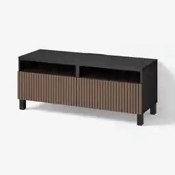 IKEA Bestå tv-benk med skuffer, brunsvart björköviken/stubbarp/brun beiset eikefiner, 120x42x48 cm tilbud