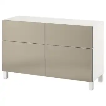 IKEA Bestå oppbevaringskomb m dør/skuffer, hvit/riksviken/stubbarp lys bronseeffekt, 120x42x74 cm tilbud