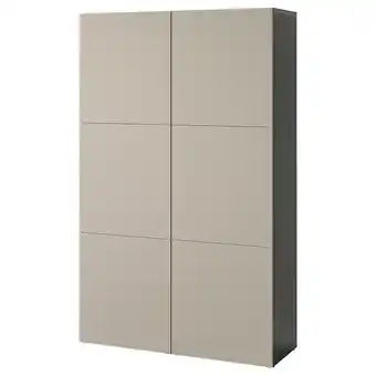 IKEA Bestå oppbevaring med dører, brunsvart/lappviken lys gråbeige, 120x42x193 cm tilbud