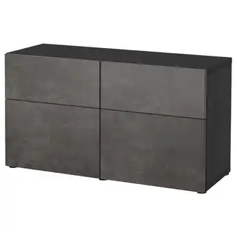 IKEA Bestå oppbevaringskomb m dør/skuffer, brunsvart kallviken/mørk grå betongmønstret, 120x42x65 cm tilbud