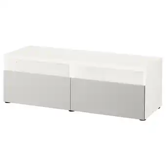 IKEA Bestå tv-benk med skuffer, hvit/lappviken lys grå, 120x42x39 cm tilbud