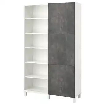 IKEA Bestå oppbevaring med dører, hvit/kallviken/stubbarp betongmønstret, 120x42x202 cm tilbud