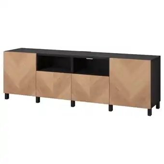 IKEA Bestå tv-benk med dører og skuffer, brunsvart/hedeviken/stubbarp eikefiner, 240x42x74 cm tilbud