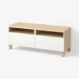 IKEA Bestå tv-benk med skuffer, hvitbeiset eikemønster/lappviken hvit, 120x42x48 cm tilbud