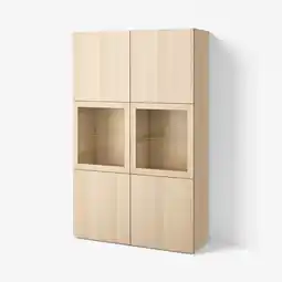 IKEA Bestå oppbevaringskombi m vitrinedører, hvitbeiset eikemønster lappviken/sindvik hvitbeiset eik-mønstret klart glass, 120x42x tilbud
