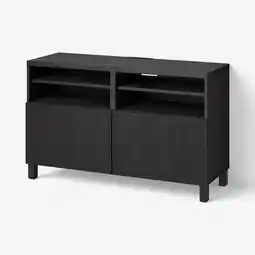 IKEA Bestå tv-benk med dører, brunsvart/timmerviken/stubbarp svart, 120x42x74 cm tilbud
