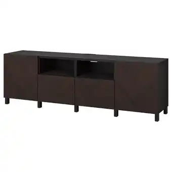 IKEA Bestå tv-benk med dører og skuffer, brunsvart hedeviken/stubbarp/mørk brun beiset eikefiner, 240x42x74 cm tilbud