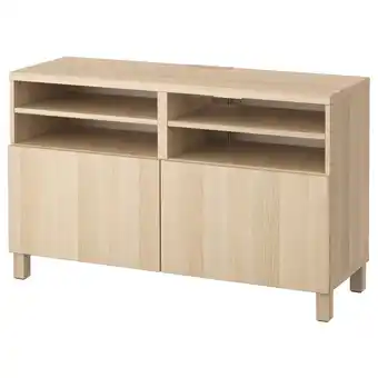 IKEA Bestå tv-benk m dører, hvitbeiset eikemønster/lappviken/stubbarp hvitbeiset eikemønster, 120x42x74 cm tilbud