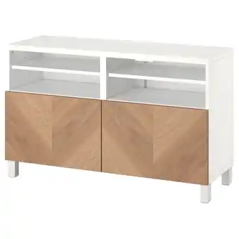 IKEA Bestå tv-benk med dører, hvit/hedeviken/stubbarp eikefiner, 120x42x74 cm tilbud