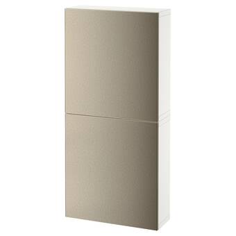 IKEA Bestå veggskap med 2 dører, hvit/riksviken lys bronseeffekt, 60x22x128 cm tilbud