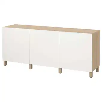 IKEA Bestå oppbevaring med dører, hvitbeiset eikemønster/lappviken hvit, 180x42x74 cm tilbud